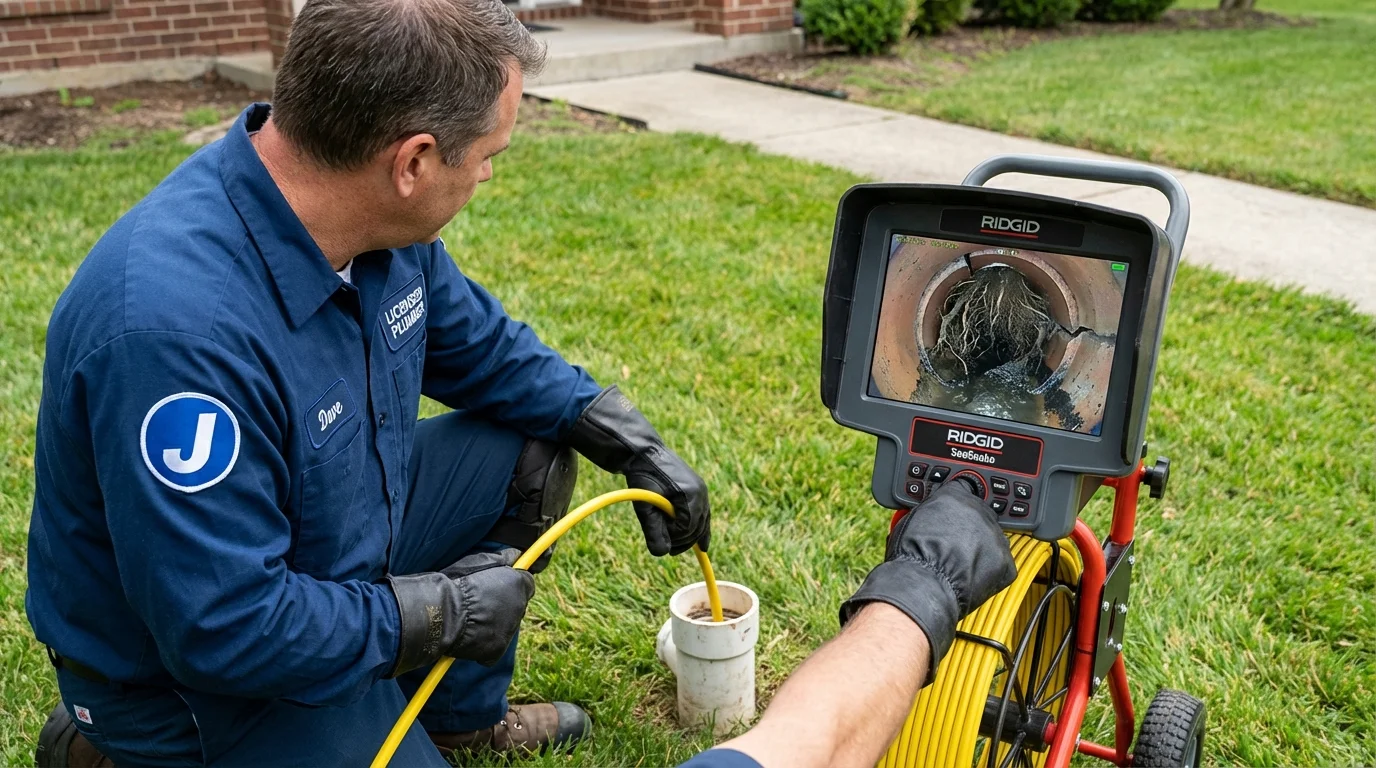 Sewer camera inspection being performed by Johns Plumbing LLC in Ohatchee